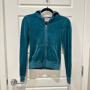 Vintage Juicy Couture Velour Zip-Up Hoodie in Teal